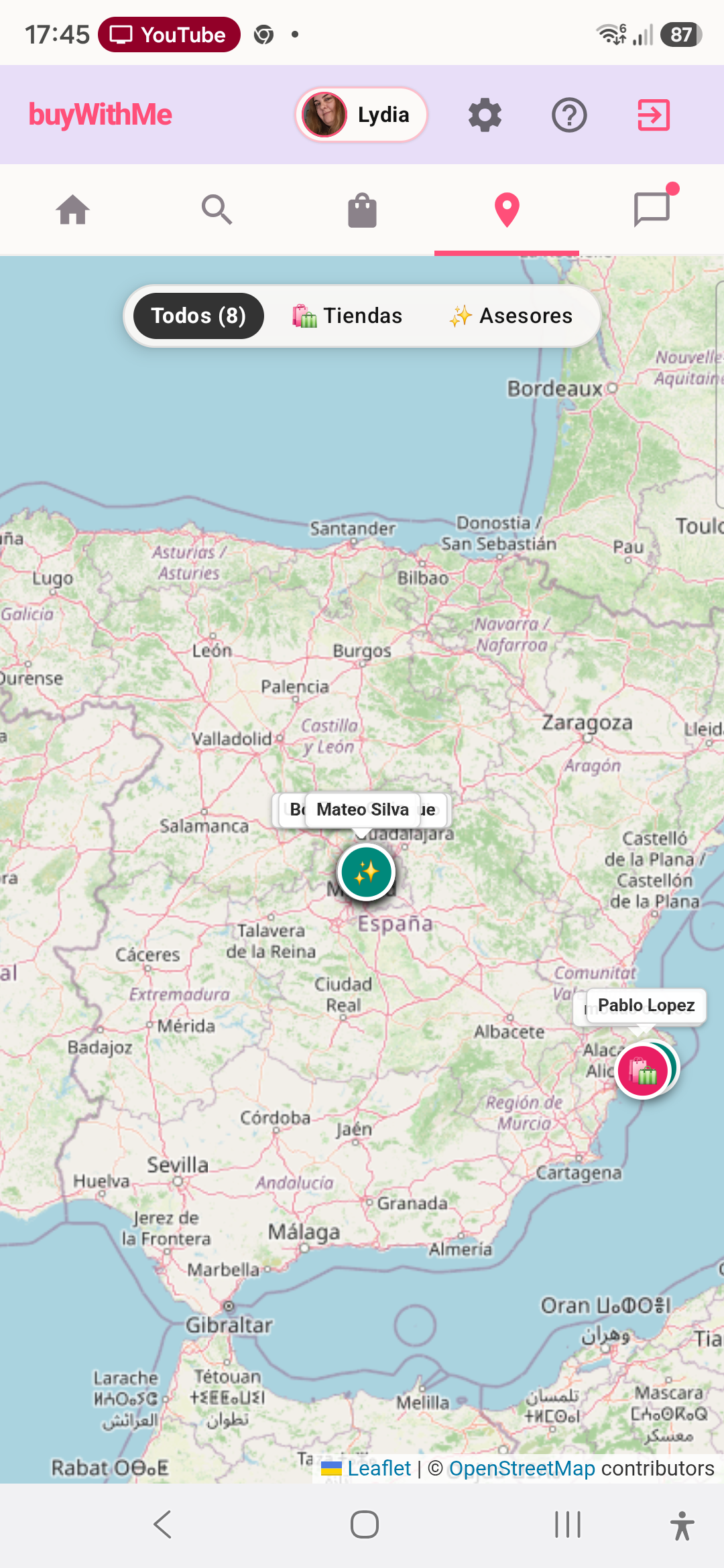Mapa Interactivo de Tiendas y Asesores